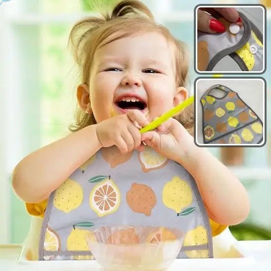 Bavoir bébé jaune vue de face | couleur ensoleillée et gaie pour bébé