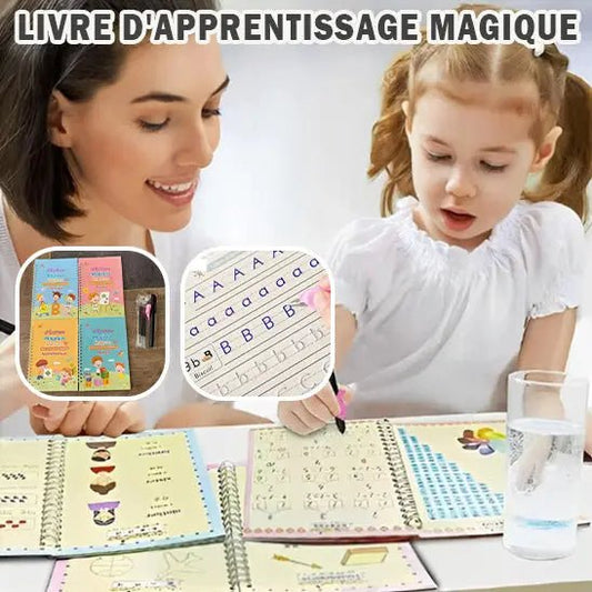 Cahier d'apprentissage magique vue de face | design innovant et coloré pour enfants