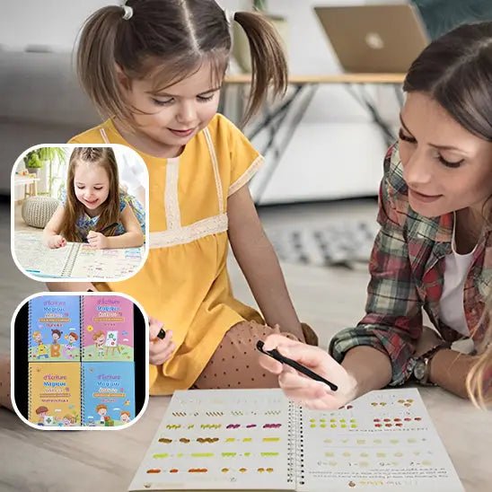 Enfant écrivant dans un cahier magique | Développement de la motricité fine et créativité
