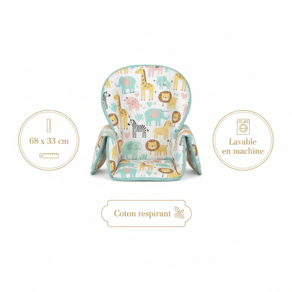 Coussin chaise haute | Confortable et Lavable - Les douceurs de bébé