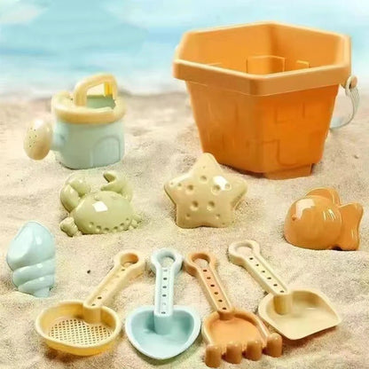 Jouets de plage rangés dans le seau | transport facile et pratique pour les sorties