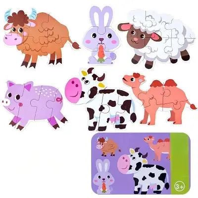 Puzzle bébé animaux colorés vue de face | Captiver l'attention et éveiller les tout-petits