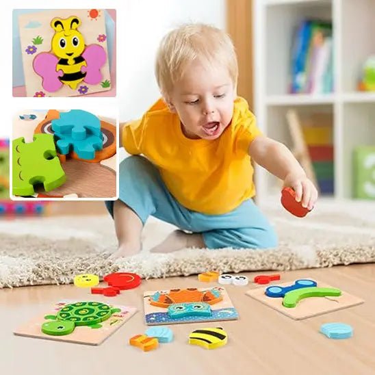 Puzzle en bois 3 D | stimule le développement conitif et la motilité - Les douceurs de bébé