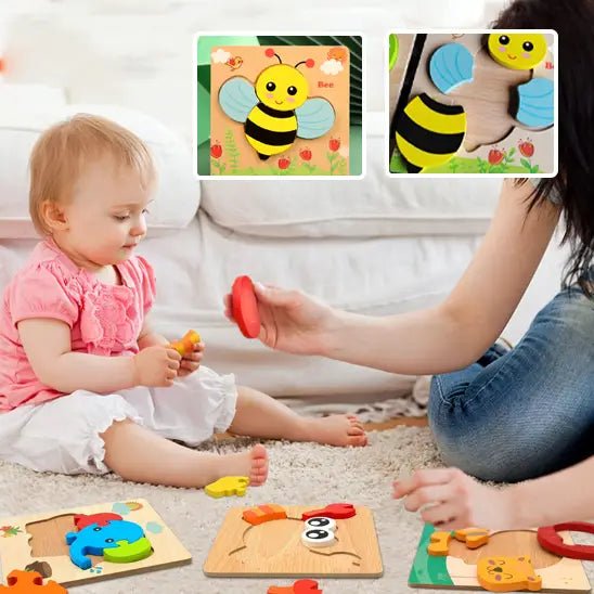 Puzzle en bois 3 D | stimule le développement conitif et la motilité - Les douceurs de bébé
