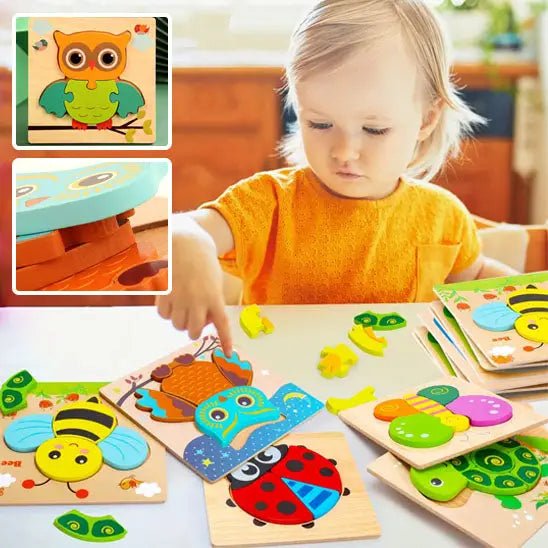 Puzzle en bois 3 D | stimule le développement conitif et la motilité - Les douceurs de bébé