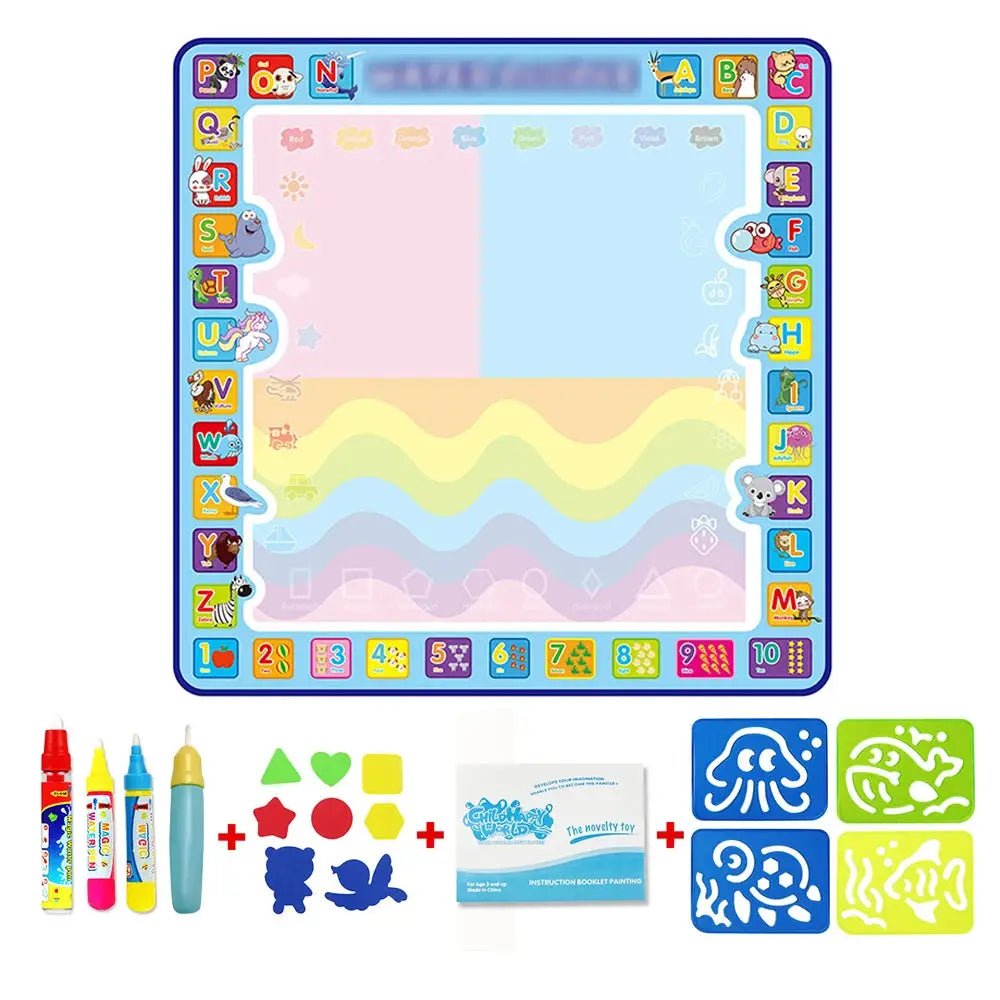 Enfant utilisant pinceau eau sur tapis | Développement motricité fine et créativité