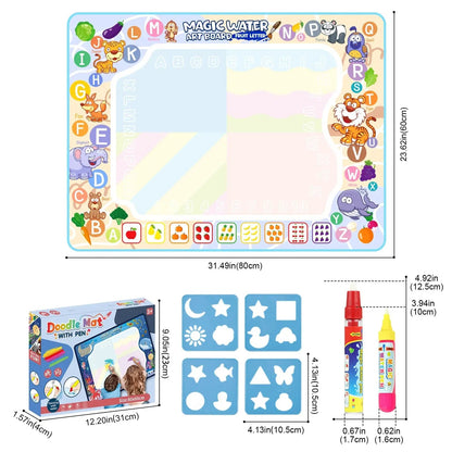 Tapis de dessin magique à l'eau vue de face | activité créative sans taches pour enfants