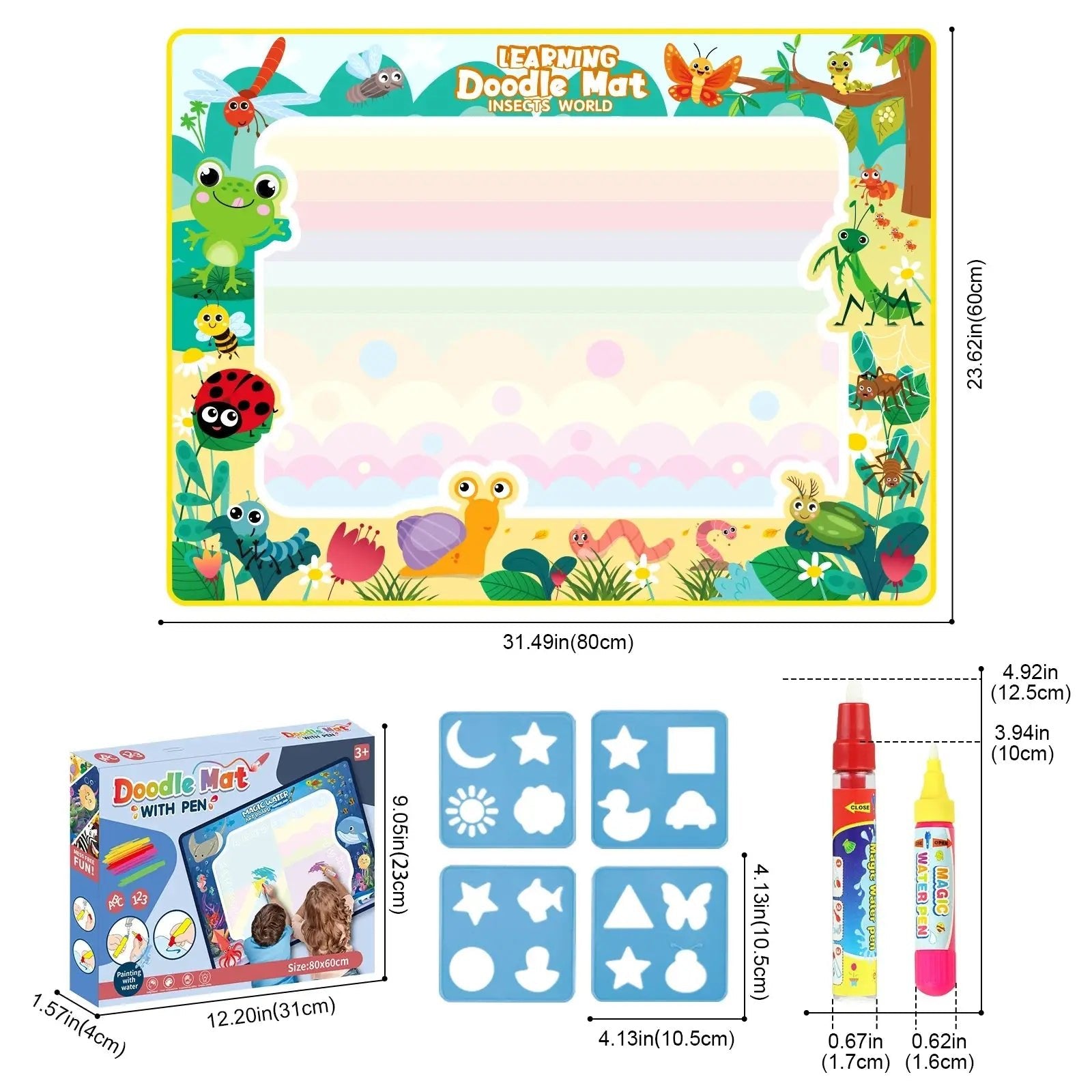 Tapis magique eau avec pinceau inclus | outil simple et ludique pour dessiner