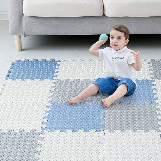 Tapis d'éveil assemblé en carré | configuration spacieuse pour jouer et ramper