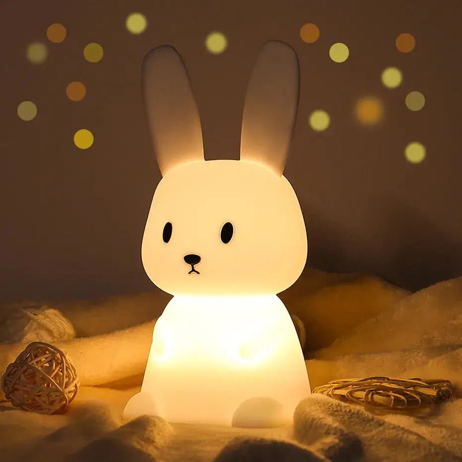 Veilleuse lapin étincelante | lumière chaude et tamisée pour une nuit sereine