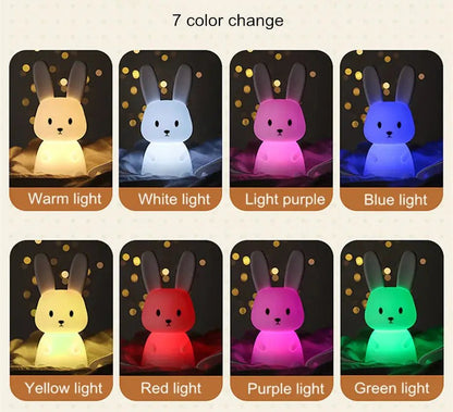 Veilleuse lapin en situation nocturne | Ambiances couleurs variées douces et sécurisantes toute la nuit